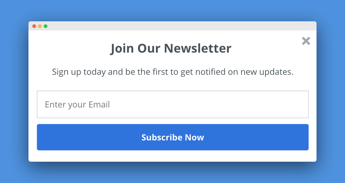 Screenshot of popup box asking for emails