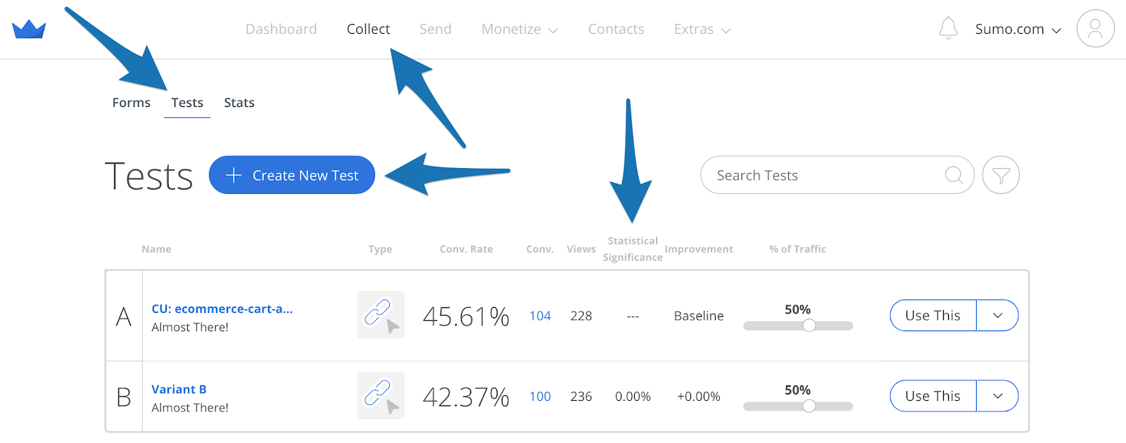 Screenshot showing the Sumo dashboard