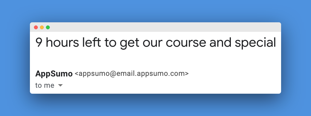 Screenshot showing AppSumo flash sales subject line