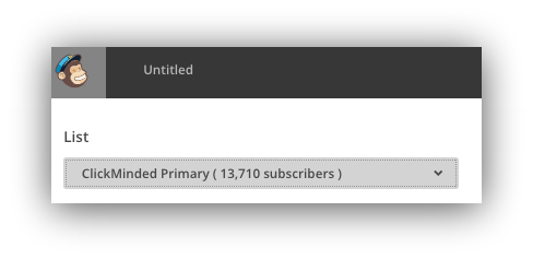 Screenshot of a Mailchimp menu where you can choose which list to put your subscribers into