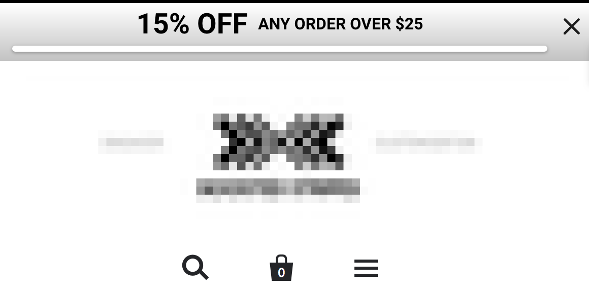 Screenshot showing a sumo top bar offering a discount
