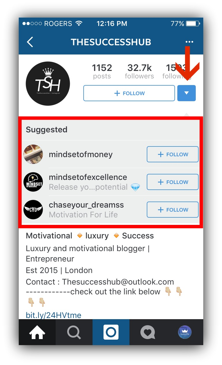 screenshot of the ins!   tagram app showing the suggested users section on instagram - suggested followers on instagram
