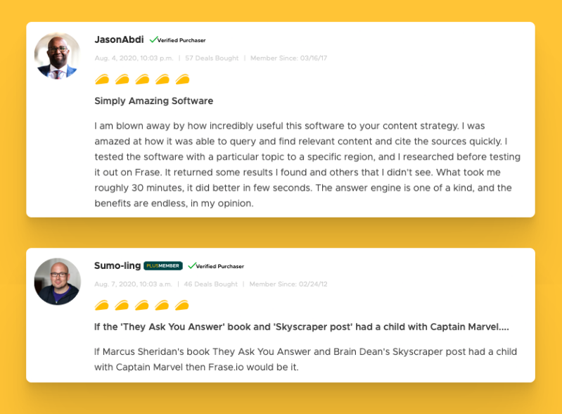 Appsumo Frase reviews