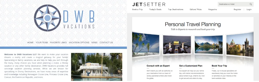 Screenshot showing DWB and JetSetter
