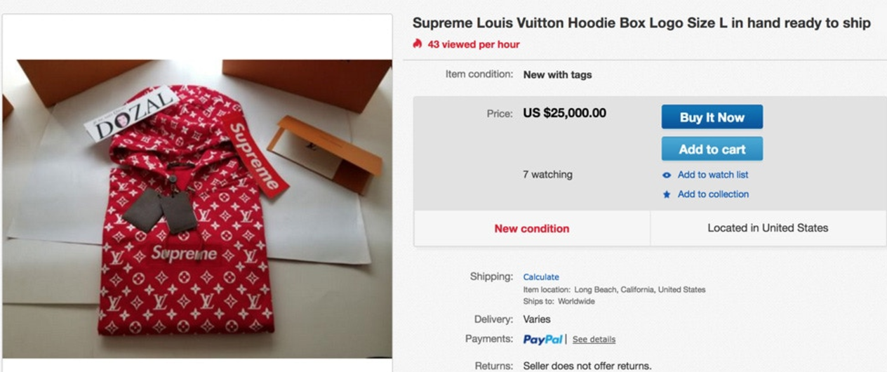 Supreme X Louis Vuitton Red Box Logo Poster