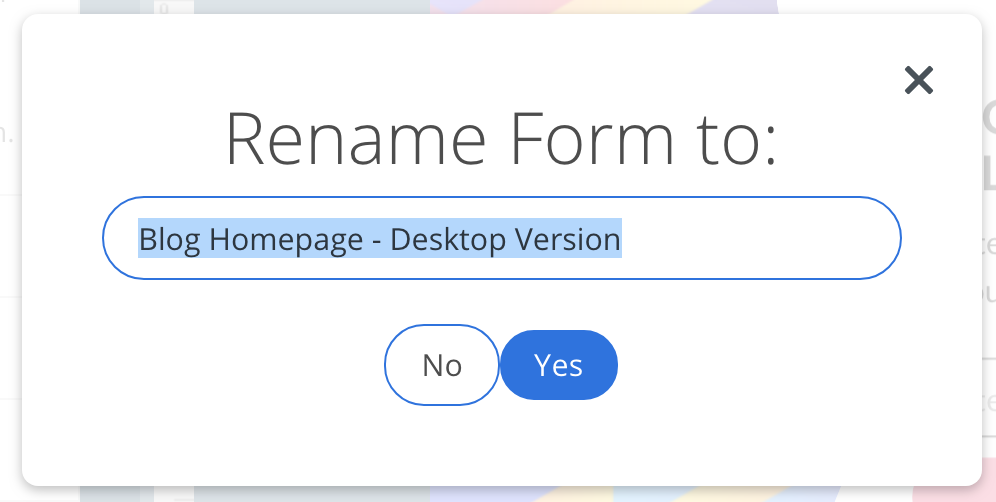 Screenshot showing renaming a form on the Sumo dashboard
